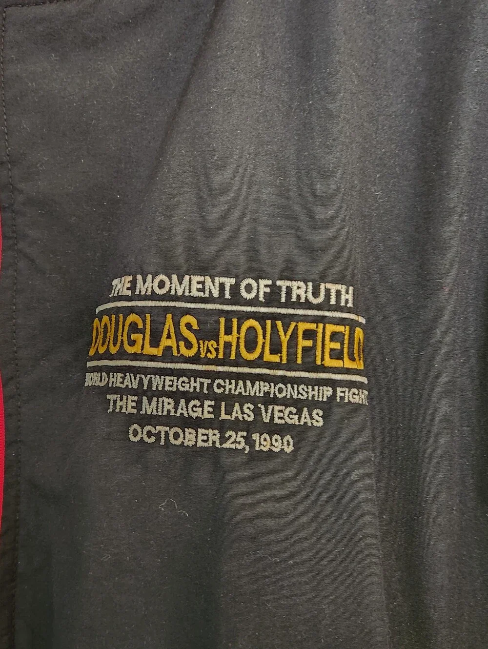 Vintage 1990 Douglas vs Holyfield Black & Red Zip Reversable Bomber Jacket